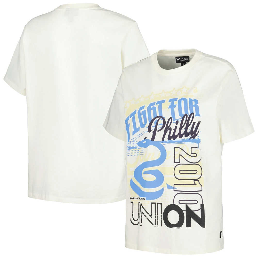 Women's The Wild Collective Cream Philadelphia Union Oversized Washed T-Shirt