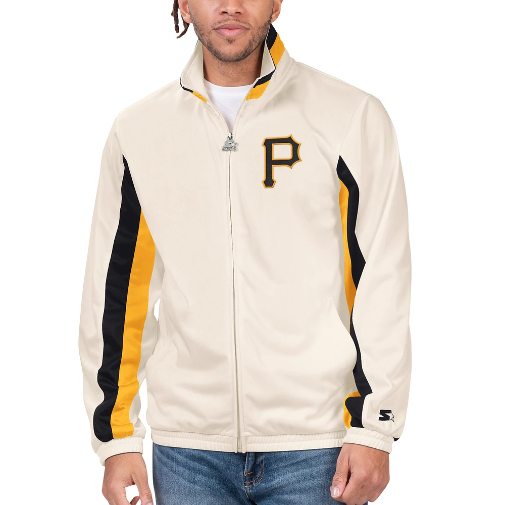 Men's Starter Cream Pittsburgh Pirates Rebound Cooperstown Collection Full-Zip Track Jacket
