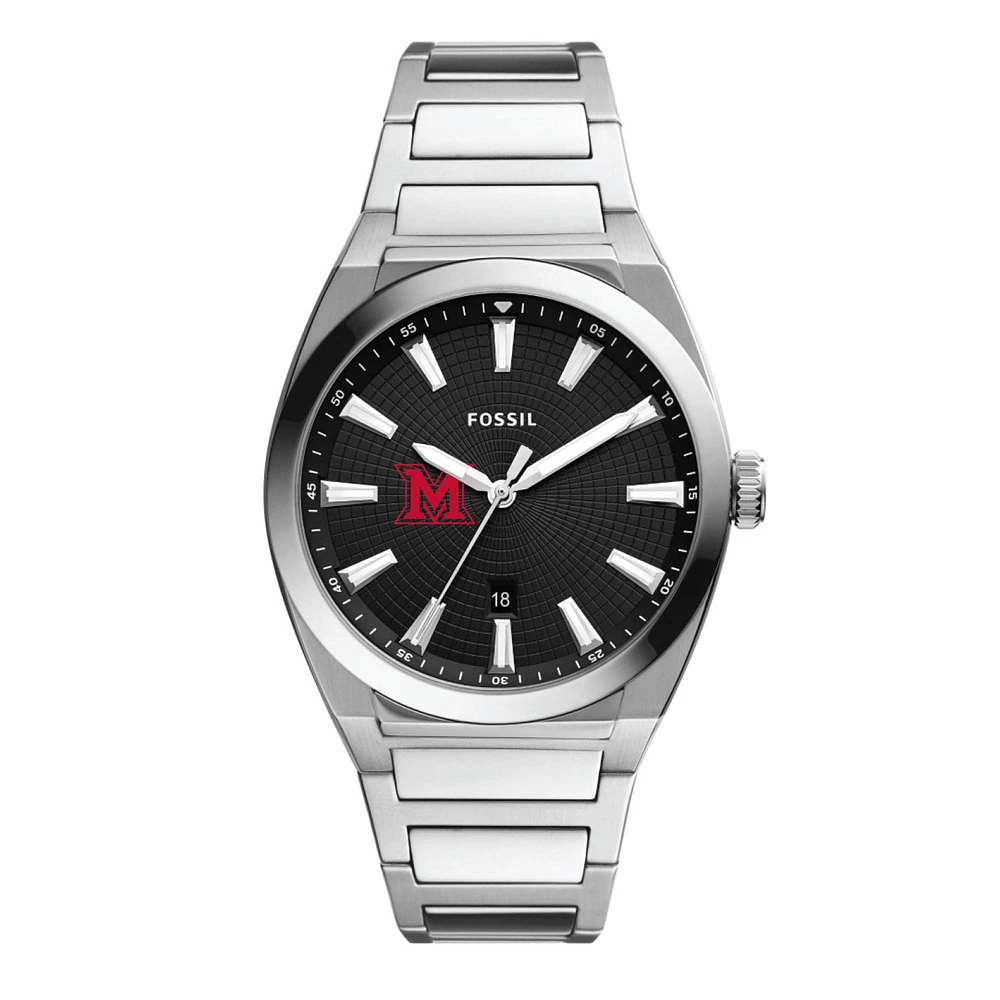 Men's Fossil Miami University RedHawks Everett Stainless Steel Watch
