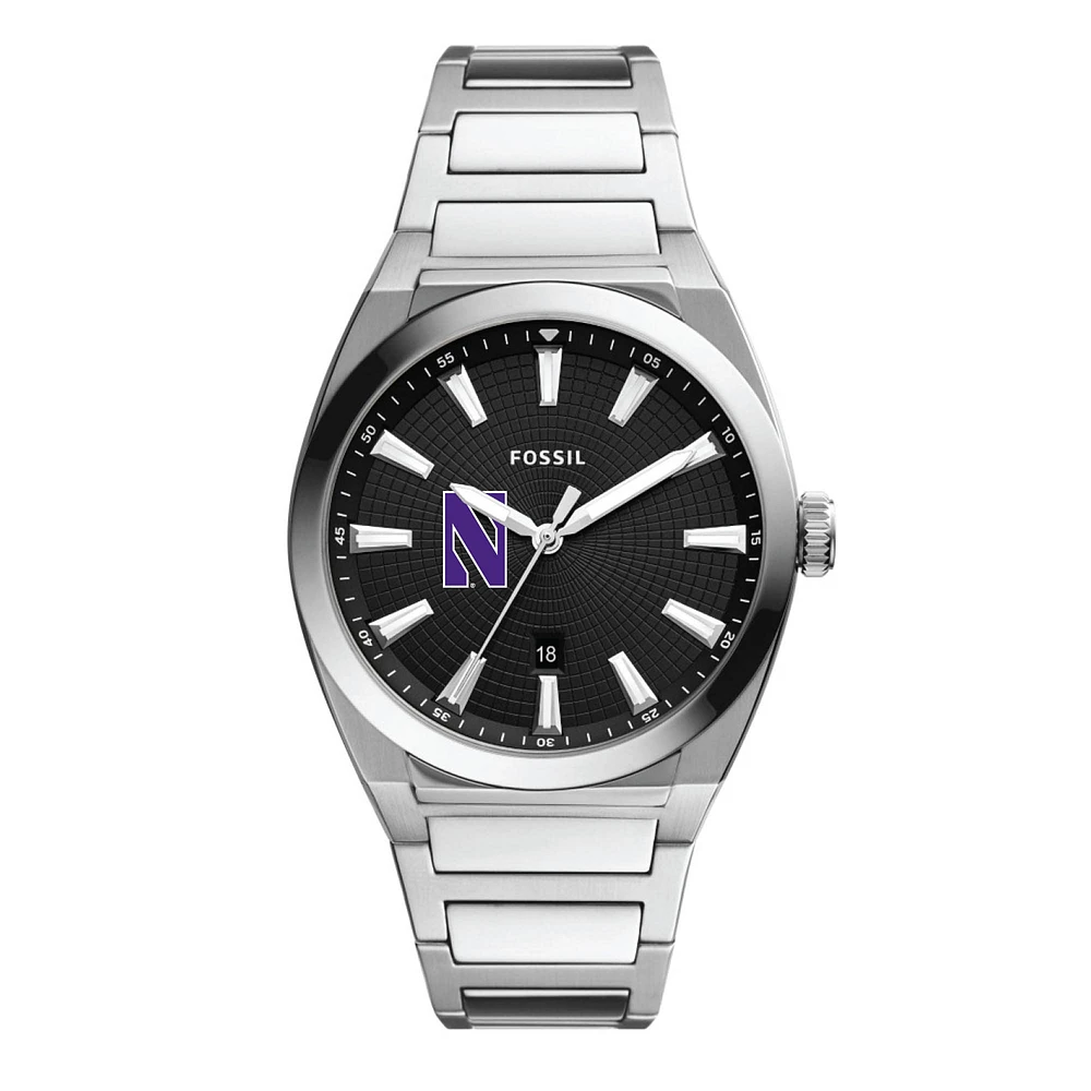 Men's Fossil Northwestern Wildcats Everett Stainless Steel Watch