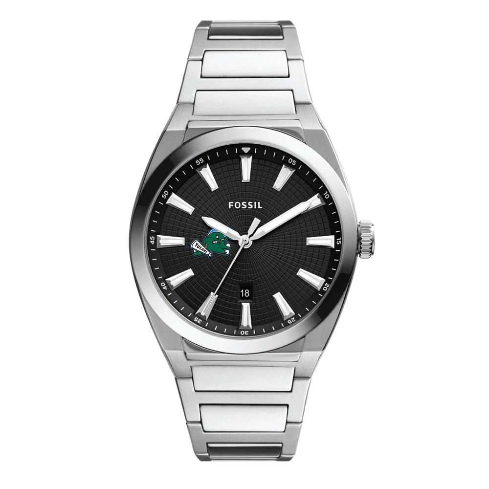 Men's Fossil Tulane Green Wave Everett Stainless Steel Watch