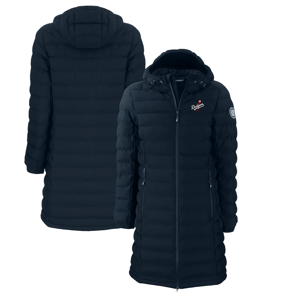 Women's Cutter & Buck Navy Los Angeles Dodgers Cooperstown Collection Mission Ridge Repreve Eco Insulated Long Full-Zip Puffer Jacket