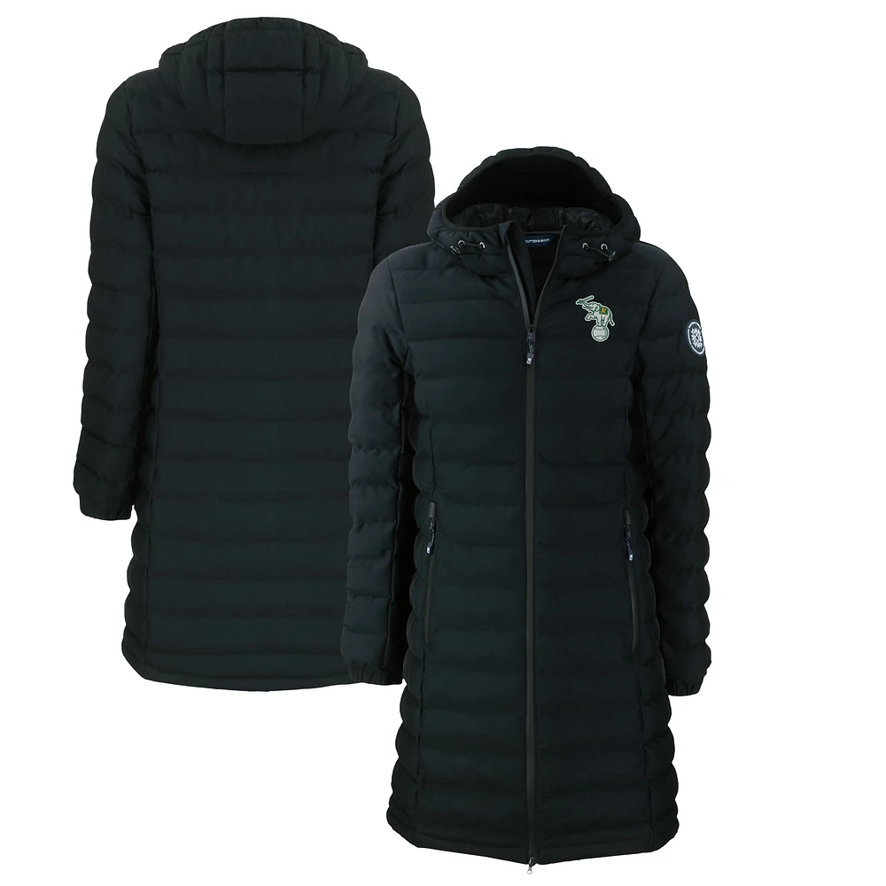 Women's Cutter & Buck Black Athletics Cooperstown Collection Mission Ridge Repreve Eco Insulated Long Full-Zip Puffer Jacket