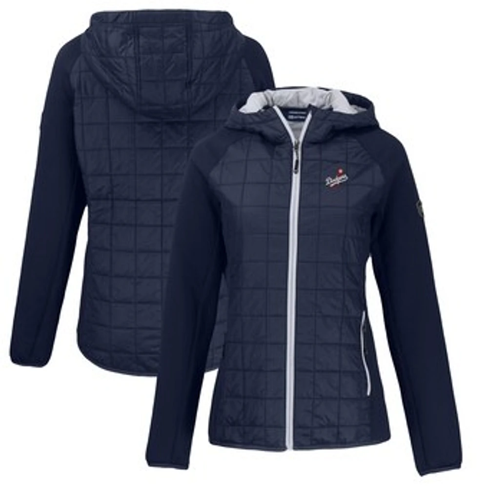 Women's Cutter & Buck Navy Los Angeles Dodgers Cooperstown Collection Rainier Primaloft Eco Full-Zip Hybrid Jacket