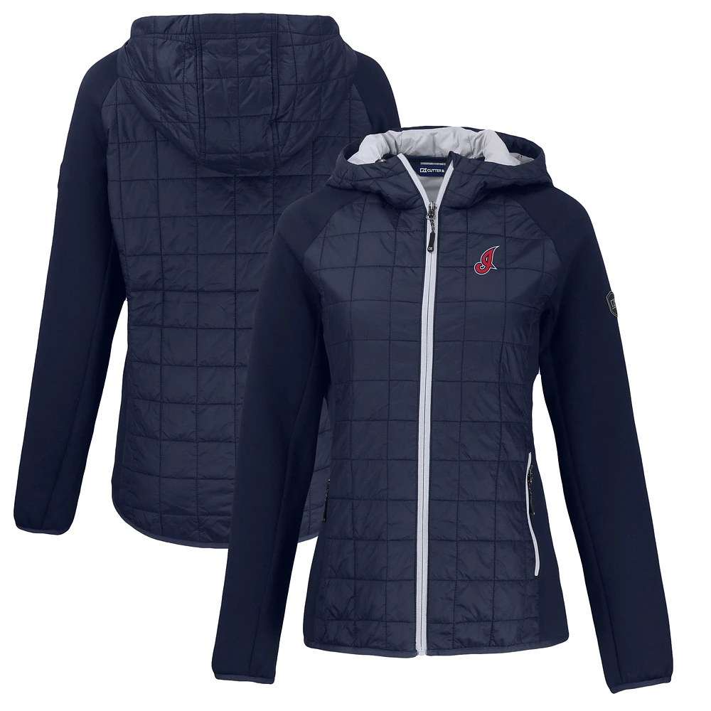 Women's Cutter & Buck Navy Cleveland Indians Cooperstown Collection Rainier Primaloft Eco Full-Zip Hybrid Jacket