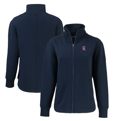 Women's Cutter & Buck Navy California Angels Cooperstown Collection Roam Eco Recycled Full-Zip Jacket