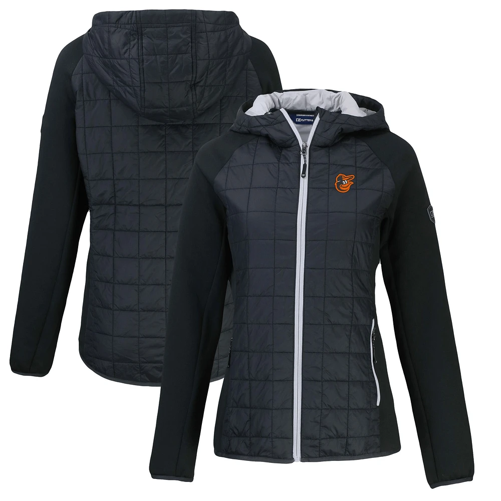 Women's Cutter & Buck Black Baltimore Orioles Rainier Primaloft Eco Full-Zip Hybrid Jacket
