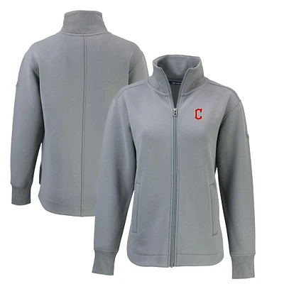 Women's Cutter & Buck Gray Cleveland Guardians Roam Eco Recycled Full-Zip Jacket