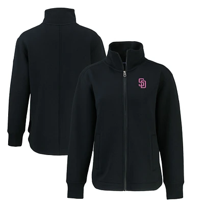 Women's Cutter & Buck Black San Diego Padres City Connect Roam Eco Recycled Full-Zip Jacket