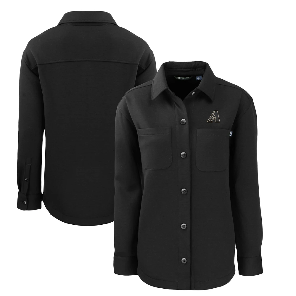 Women's Cutter & Buck Black Arizona Diamondbacks City Connect Roam Eco Knit Full-Snap Shacket