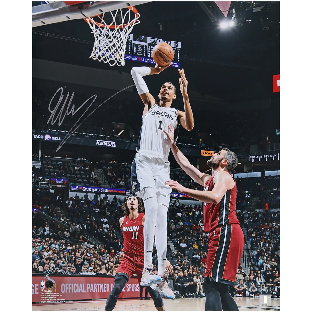 Victor Wembanyama San Antonio Spurs Autographed 16" x 20" Dunk Vs. Miami Heat Photograph