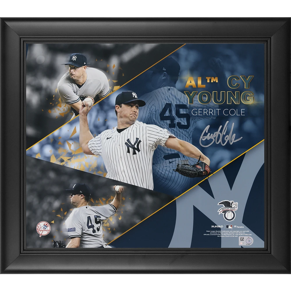 Gerrit Cole New York Yankees Autographed Framed 12.5" x 14.5" Cy Young Collage