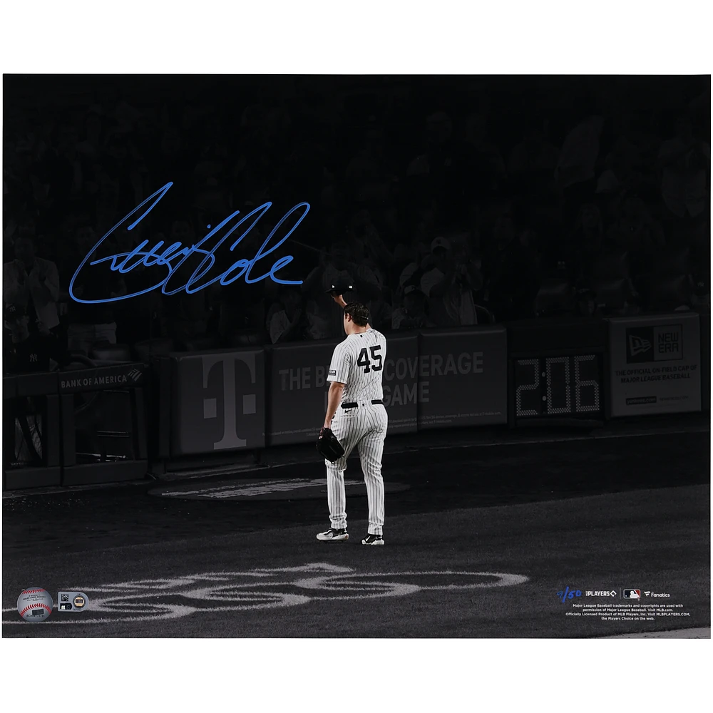 Gerrit Cole New York Yankees Autographed 16" x 20" Tip Cap Spotlight Photograph - Signed in Blue - Limited Edition of 50
