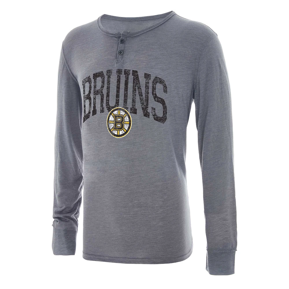 Men's Concepts Sport Gray Boston Bruins Takeaway Henley Long Sleeve Top