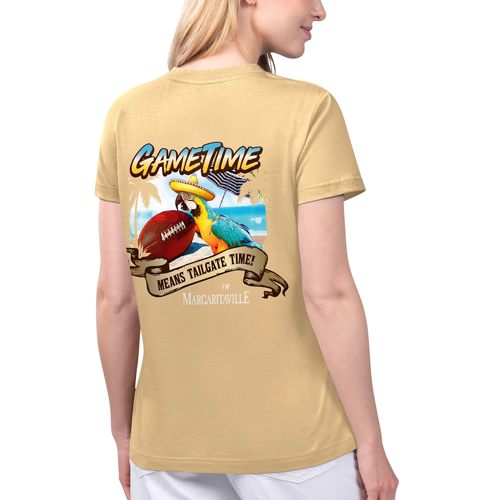 Women's Margaritaville Gold Minnesota Vikings Game Time V-Neck T-Shirt