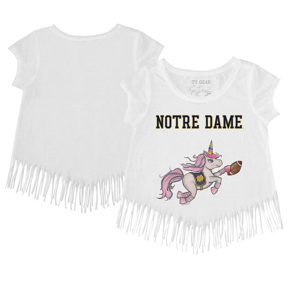 Youth Tiny Turnip White Notre Dame Fighting Irish Unicorn Fringe T-Shirt