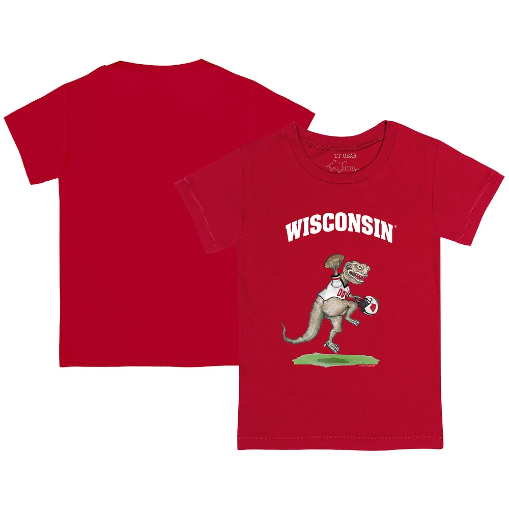 Youth Tiny Turnip Red Wisconsin Badgers T-Rex T-Shirt