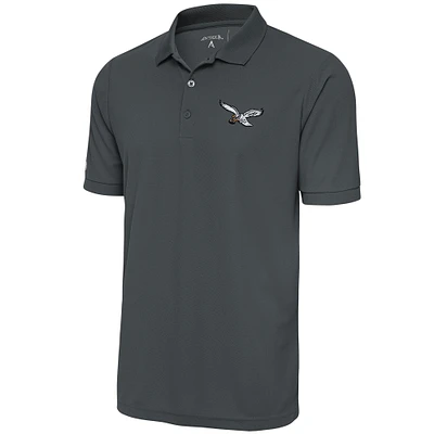 Men's Antigua Gray Philadelphia Eagles Throwback Logo Tribute Polo