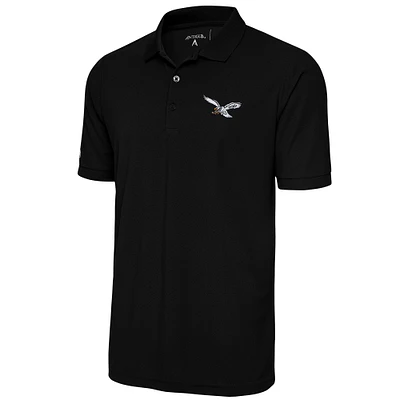 Men's Antigua Black Philadelphia Eagles Throwback Logo Tribute Polo