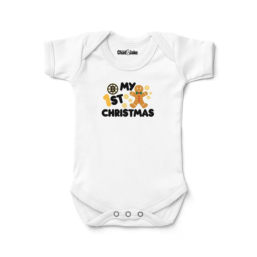 Newborn & Infant Chad Jake White Boston Bruins Gingerbread Christmas Bodysuit