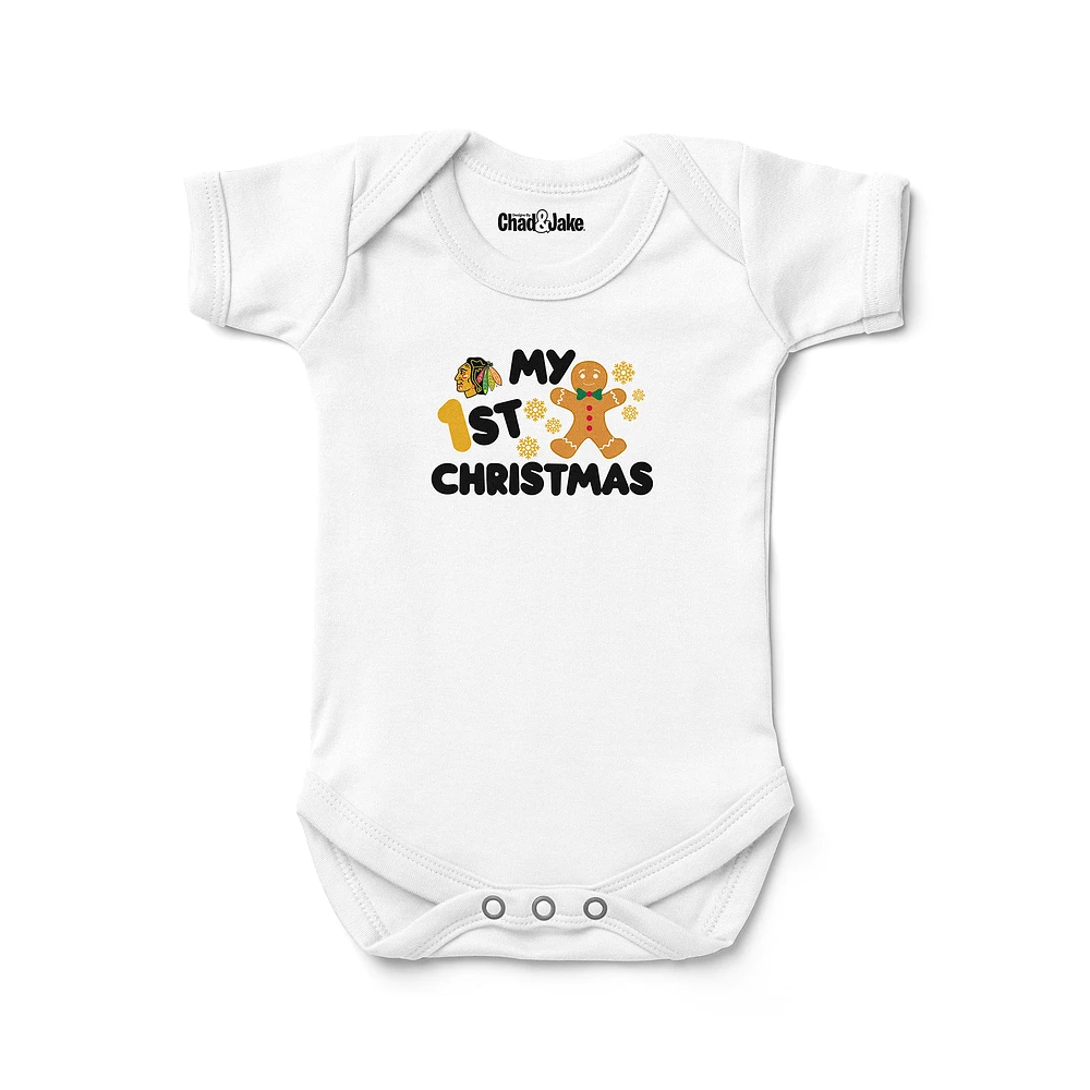 Newborn & Infant Chad Jake White Chicago Blackhawks Gingerbread Christmas Bodysuit