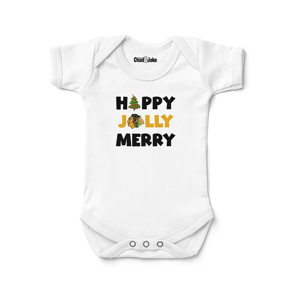 Newborn & Infant Chad Jake White Chicago Blackhawks Jolly Christmas Bodysuit