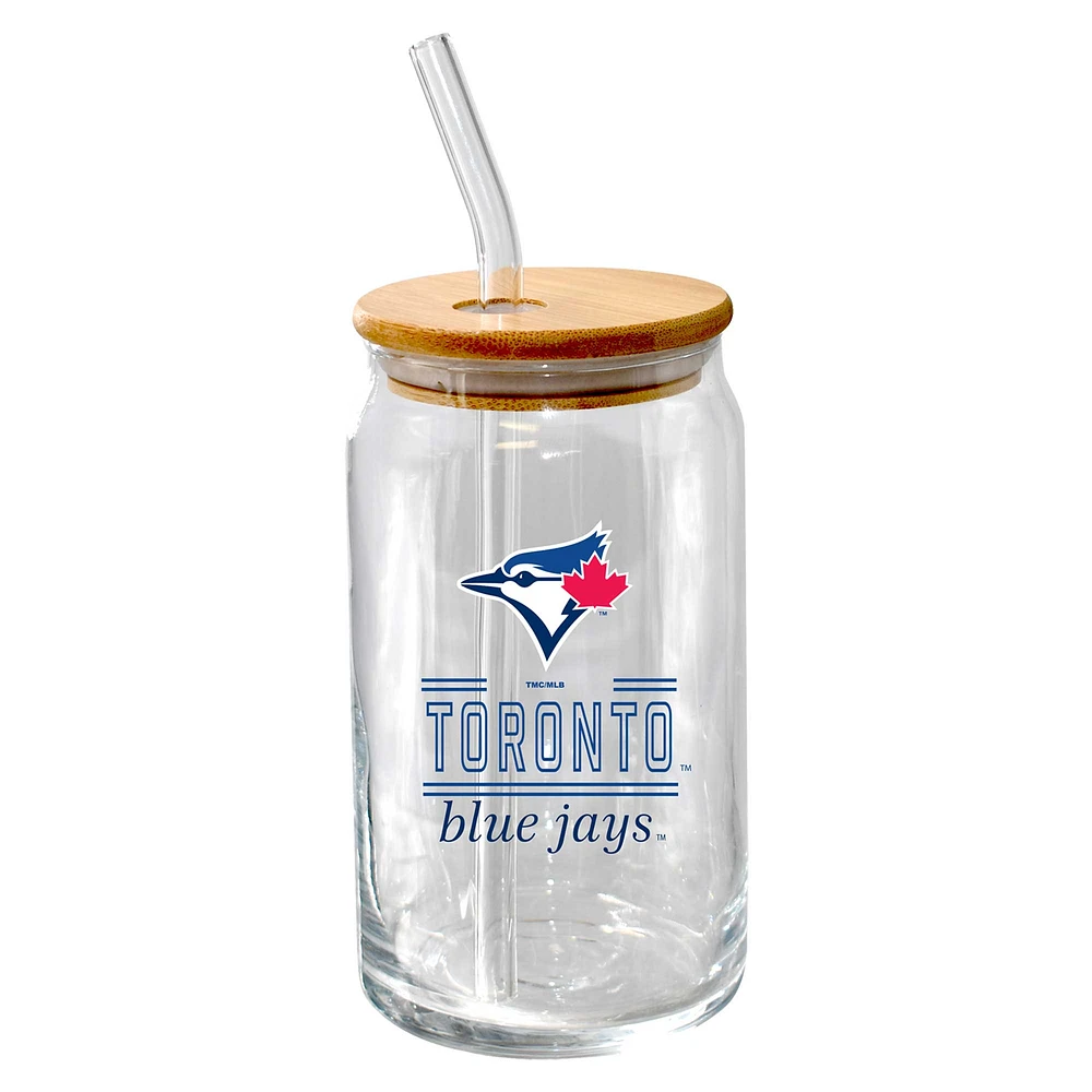 The Memory Company Toronto Blue Jays 16oz. Classic Crew Beer Glass with Bamboo Lid
