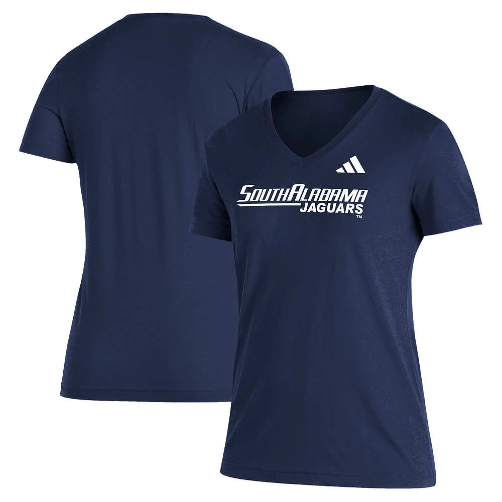 Women's adidas Navy South Alabama Jaguars Blend V-Neck T-Shirt