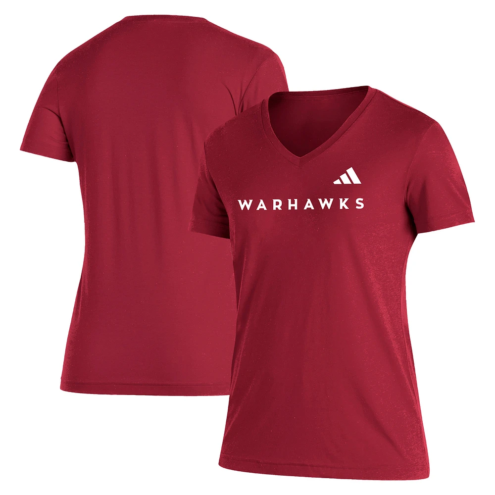 Women's adidas Maroon ULM Warhawks Blend V-Neck T-Shirt