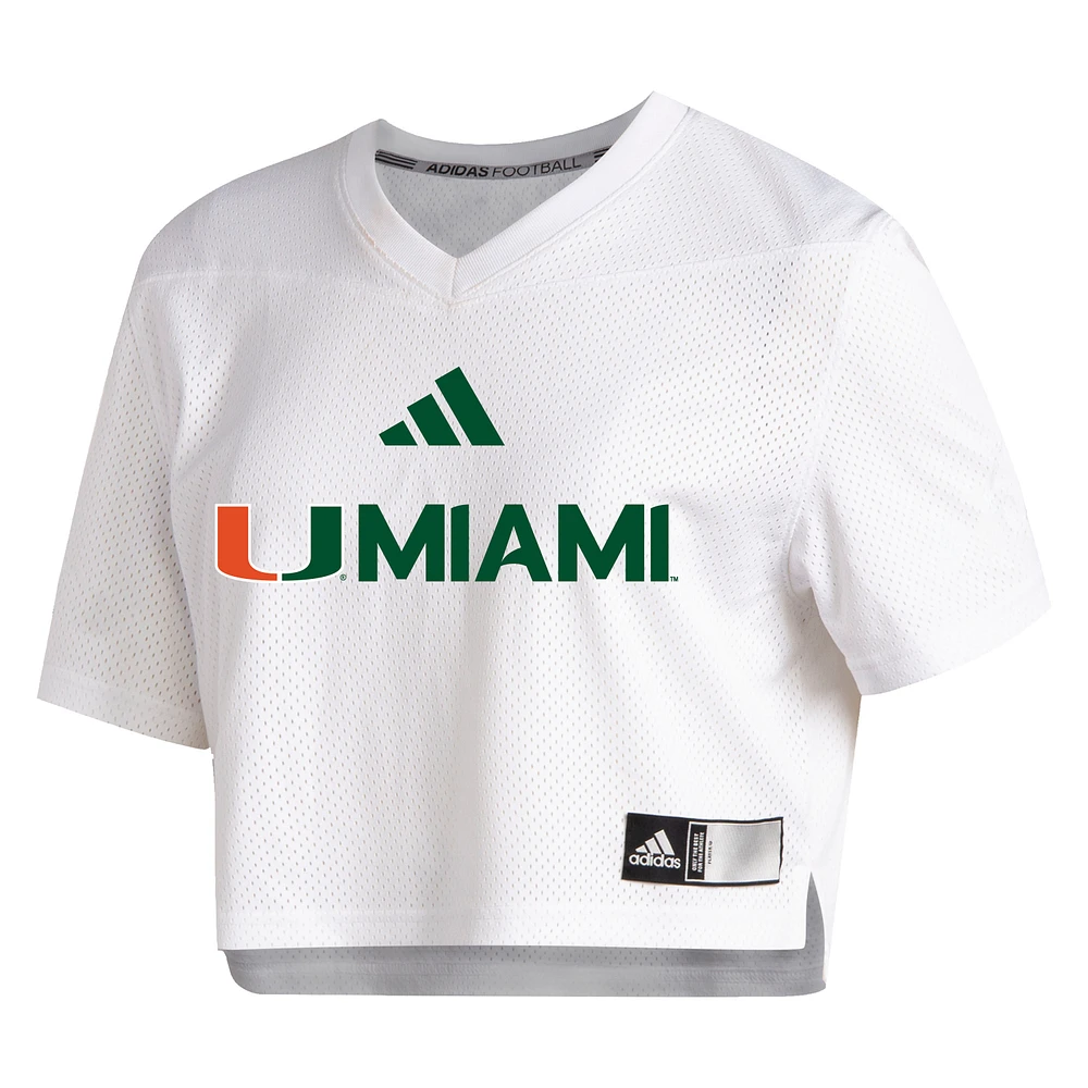 Women's adidas White Miami Hurricanes Crop Jersey