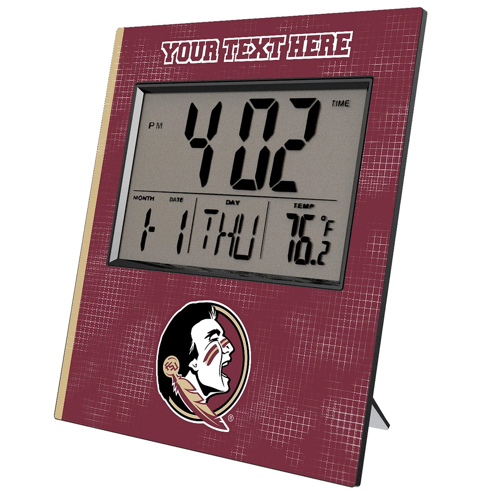 Keyscaper Florida State Seminoles Cross Hatch Personalized Digital Desk Clock