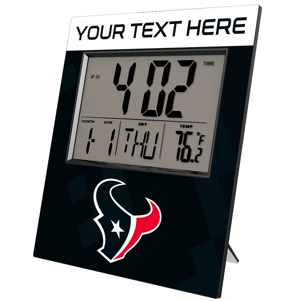 Keyscaper Houston Texans Color Block Personalized Digital Desk Clock