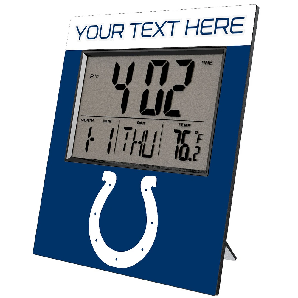 Keyscaper Indianapolis Colts Color Block Personalized Digital Desk Clock