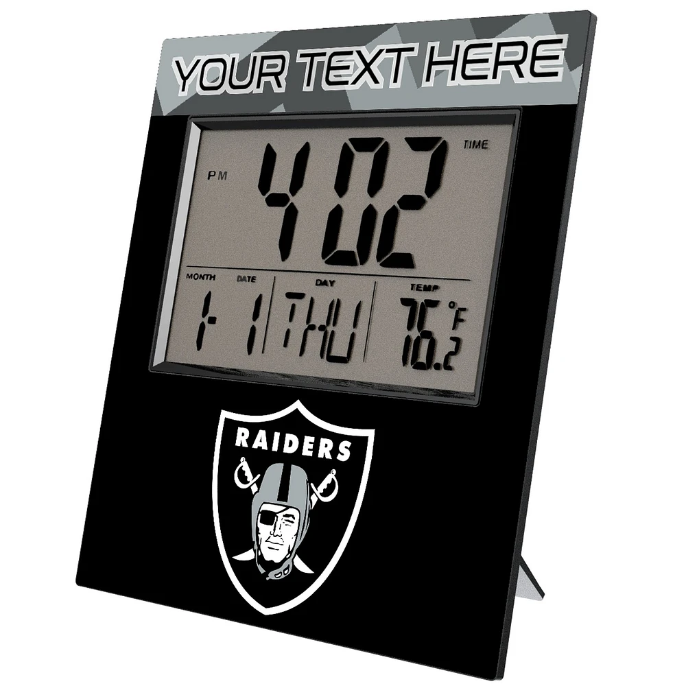 Keyscaper Las Vegas Raiders Color Block Personalized Digital Desk Clock