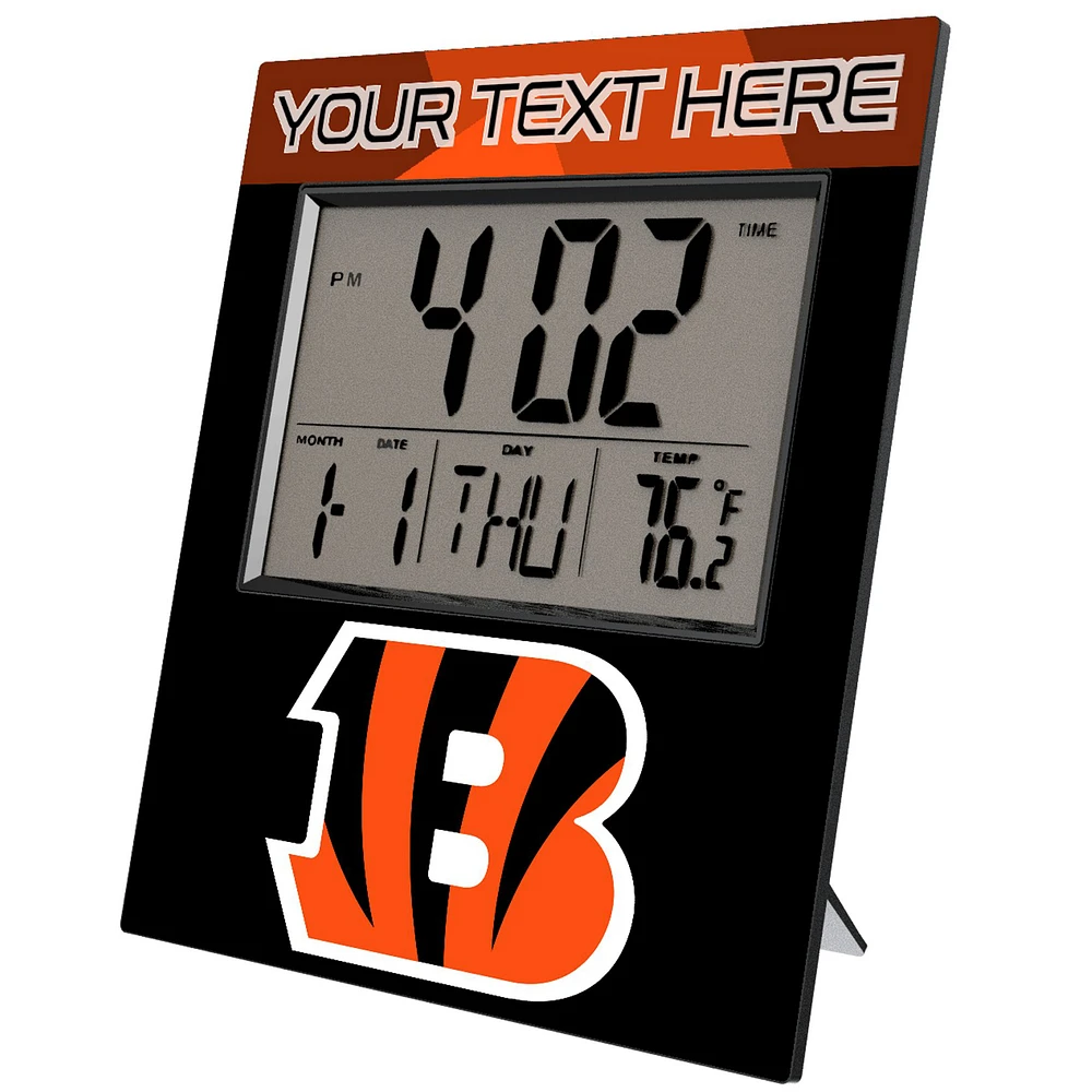 Keyscaper Cincinnati Bengals Color Block Personalized Digital Desk Clock
