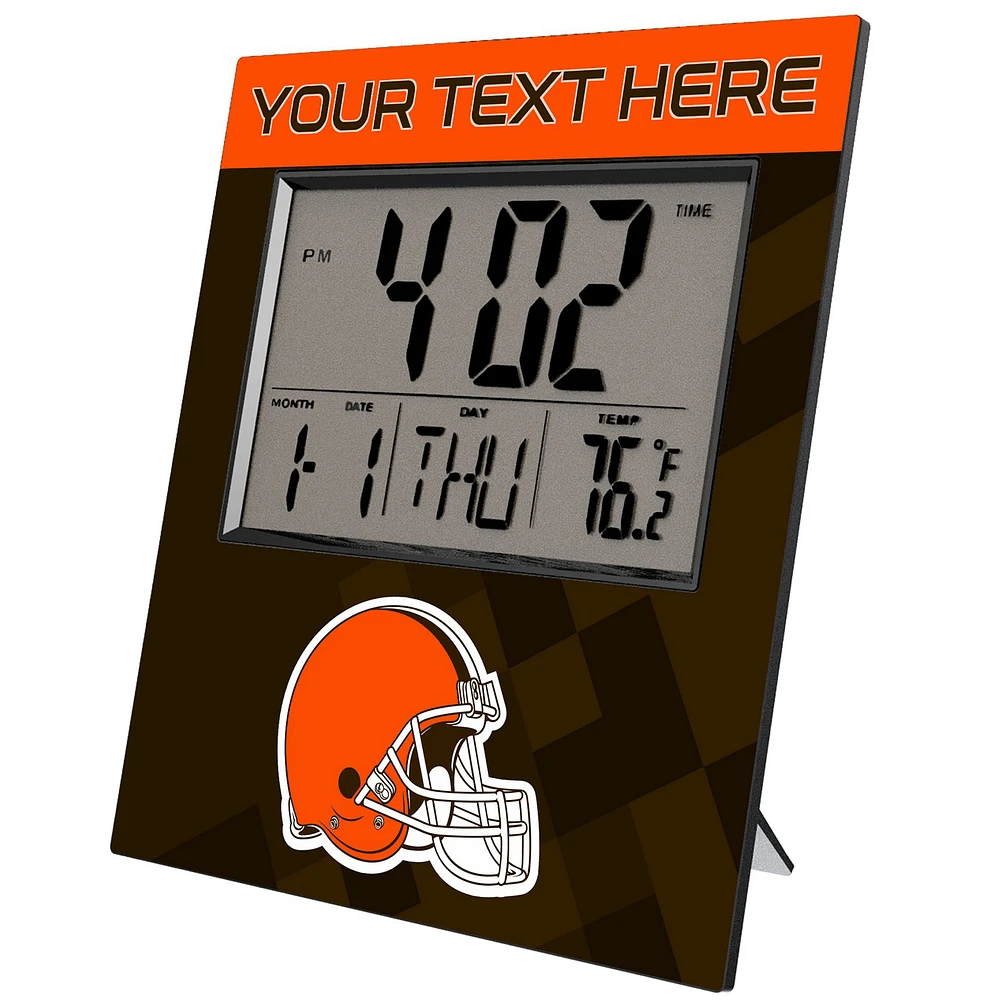 Keyscaper Cleveland Browns Color Block Personalized Digital Desk Clock