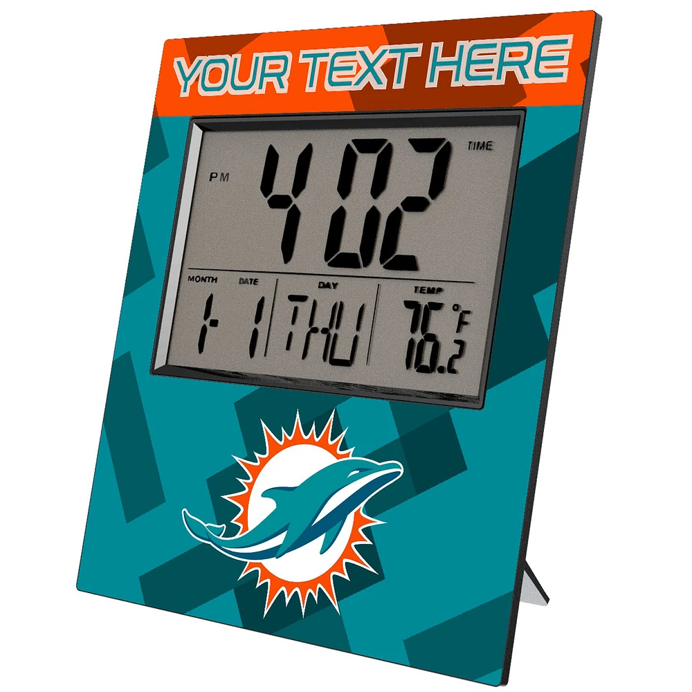Keyscaper Miami Dolphins Color Block Personalized Digital Desk Clock