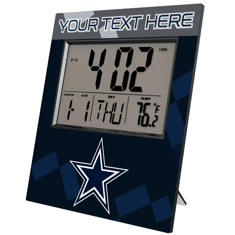 Keyscaper Dallas Cowboys Color Block Personalized Digital Desk Clock