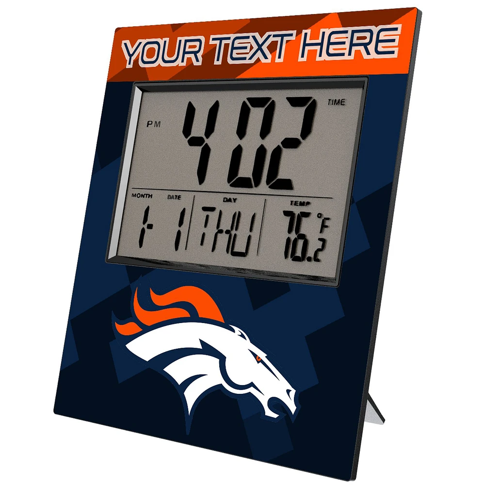 Keyscaper Denver Broncos Color Block Personalized Digital Desk Clock