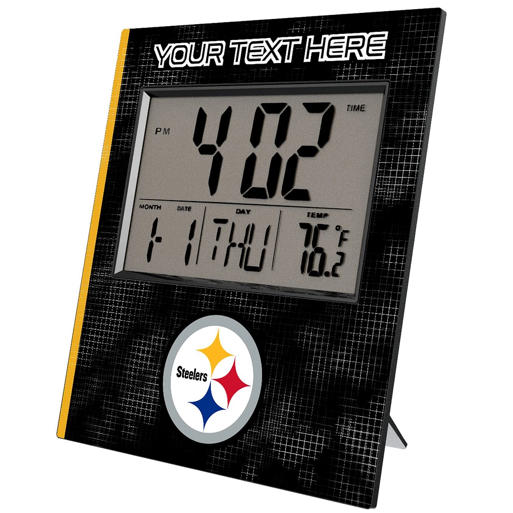 Keyscaper Pittsburgh Steelers Cross Hatch Personalized Digital Desk Clock