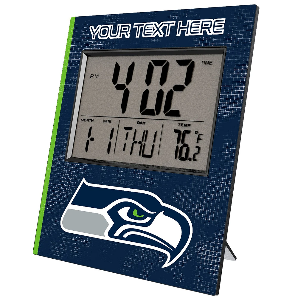 Keyscaper Seattle Seahawks Cross Hatch Personalized Digital Desk Clock