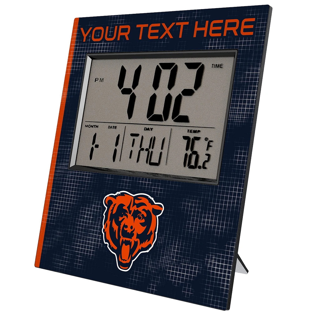 Keyscaper Chicago Bears Cross Hatch Personalized Digital Desk Clock
