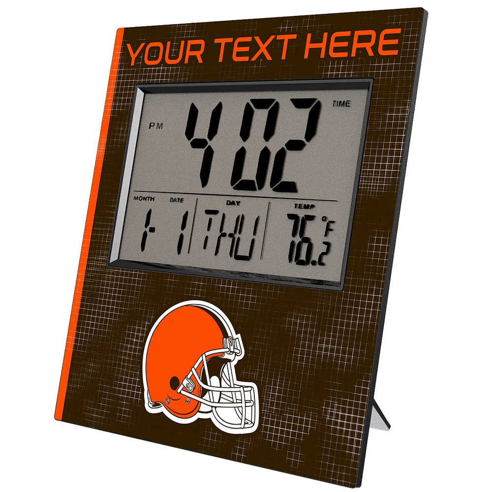 Keyscaper Cleveland Browns Cross Hatch Personalized Digital Desk Clock