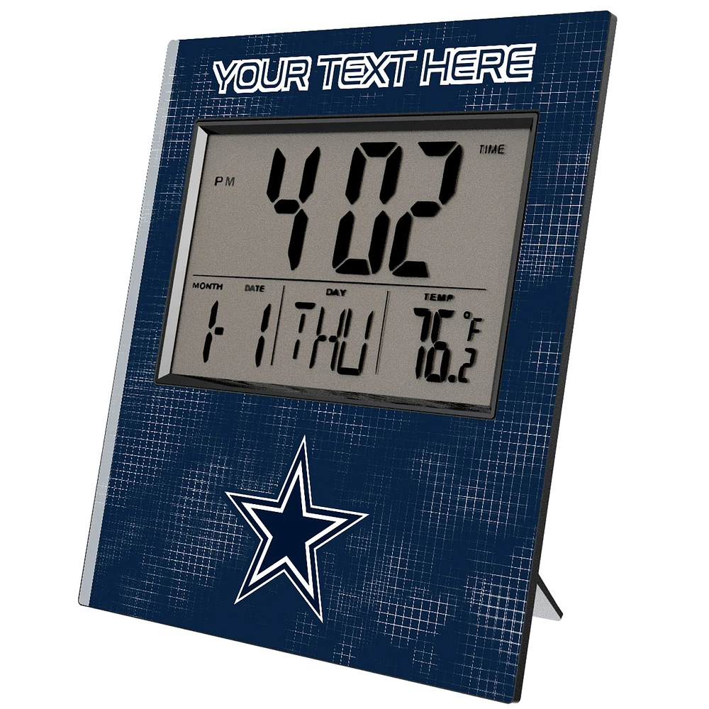 Keyscaper Dallas Cowboys Cross Hatch Personalized Digital Desk Clock