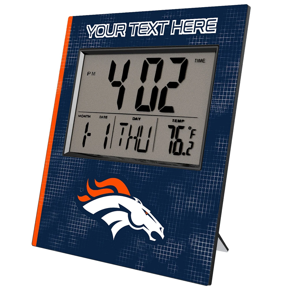 Keyscaper Denver Broncos Cross Hatch Personalized Digital Desk Clock