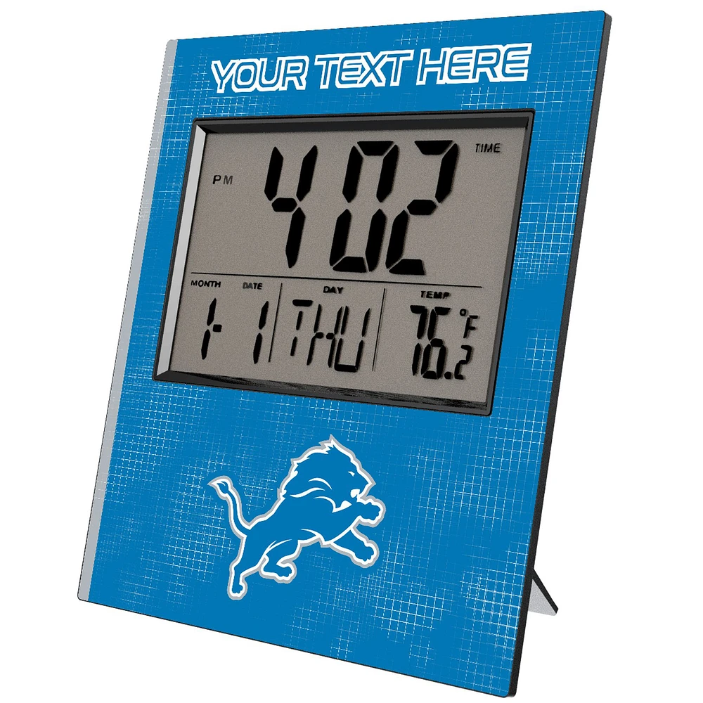 Keyscaper Detroit Lions Cross Hatch Personalized Digital Desk Clock