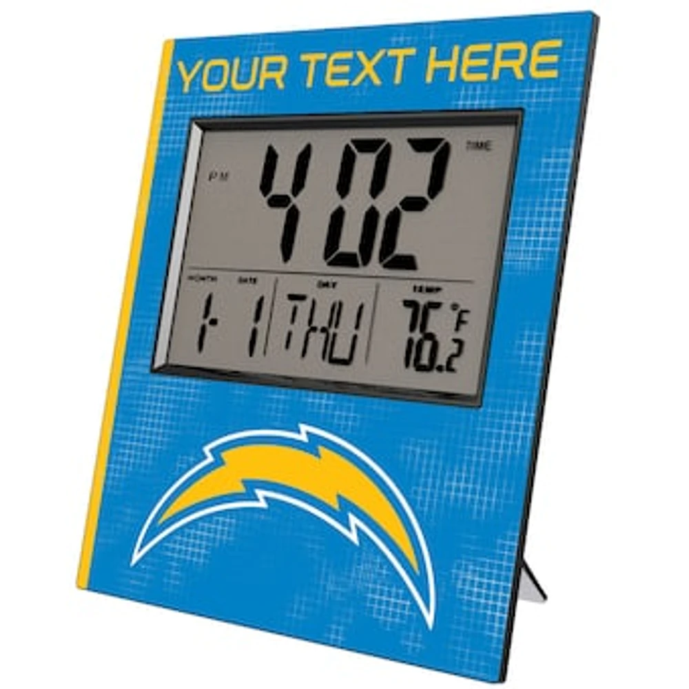 Keyscaper Los Angeles Chargers Cross Hatch Personalized Digital Desk Clock