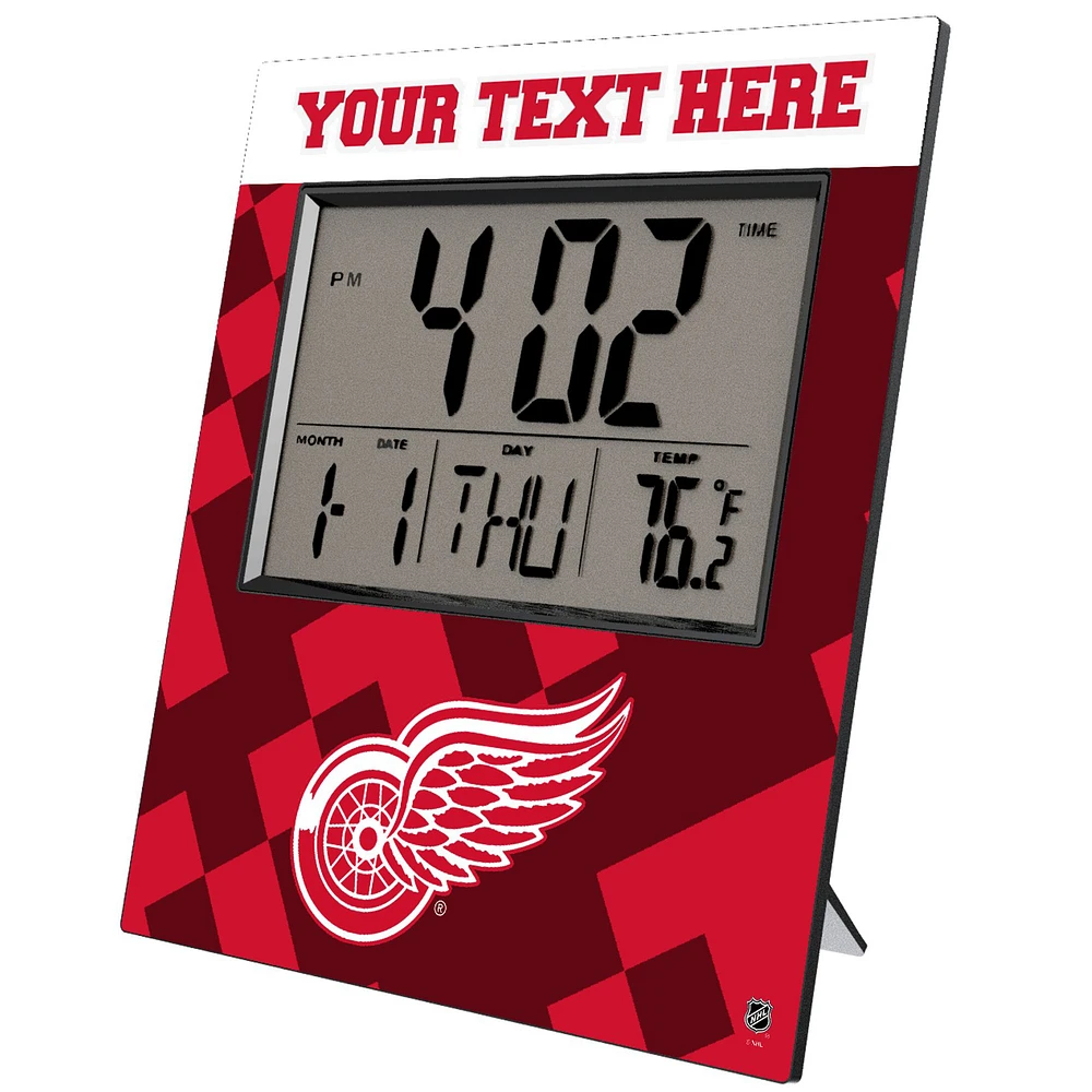 Keyscaper Detroit Red Wings Color Block Personalized Digital Desk Clock