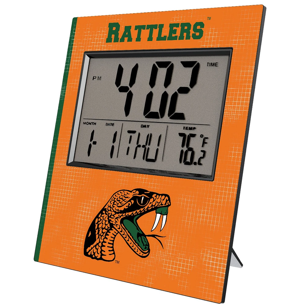 Keyscaper Florida A&M Rattlers Cross Hatch Digital Desk Clock
