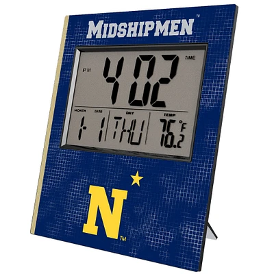 Keyscaper Navy Midshipmen Cross Hatch Digital Desk Clock